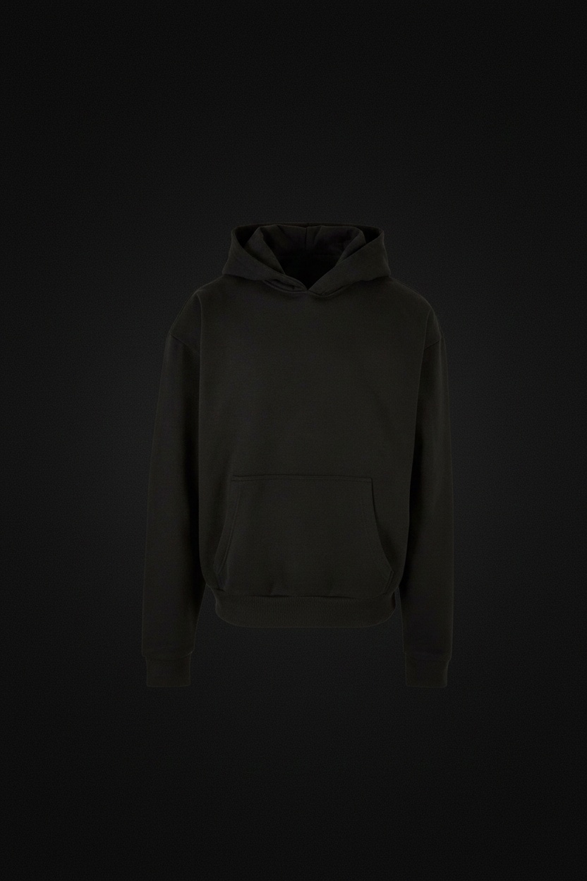 Monolith Hoody 500 — Frontansicht mit Kapuze